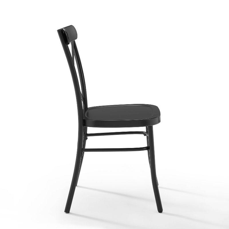 Set of 2 Camille Dining Chair Matte Black - Crosley: French Industrial Style, Steel Construction, X-Back Design