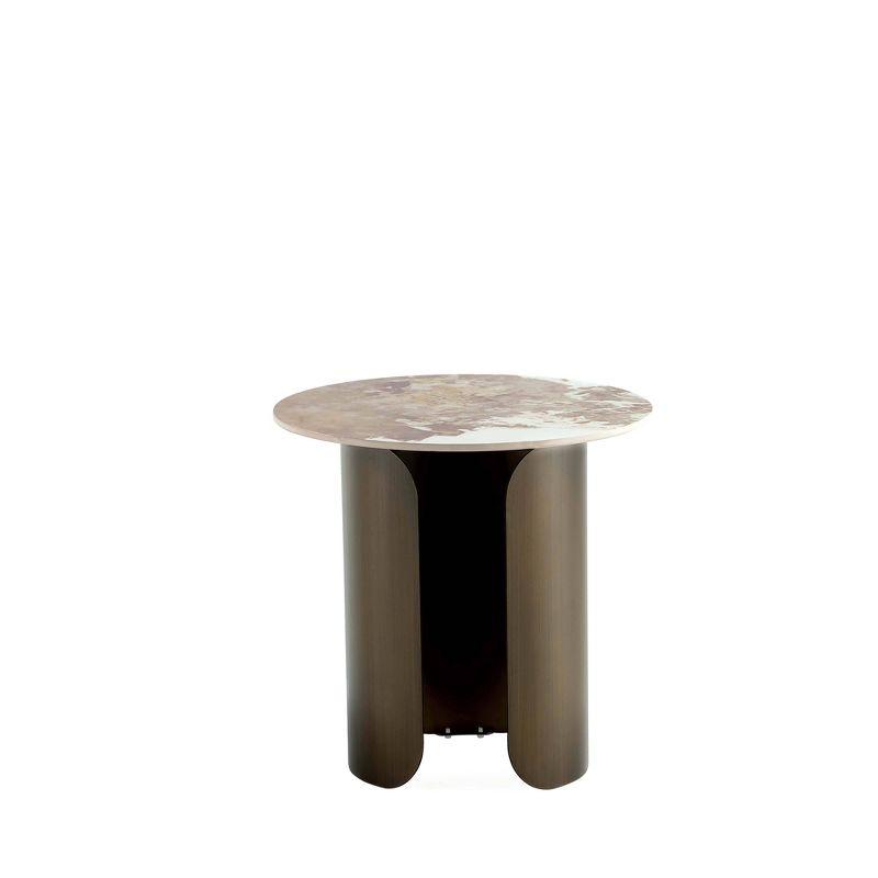 Manhattan Comfort Monica Sintered Stone Top End Table Gold