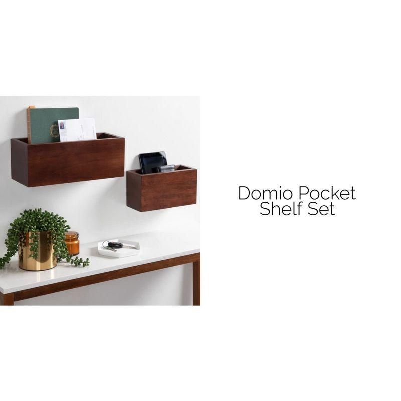 Domio Rustic Brown Wood Wall Pocket Organizer Set