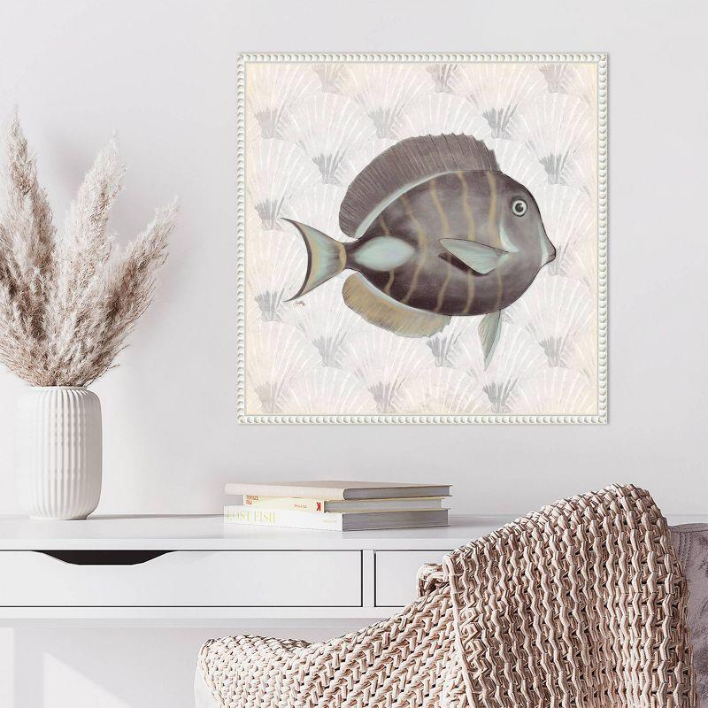 Amanti Art 22"x22" Neutral Vintage Fish II by Elizabeth Medley Framed Canvas Wall Art Print: Modern Decor, Polystyrene Frame