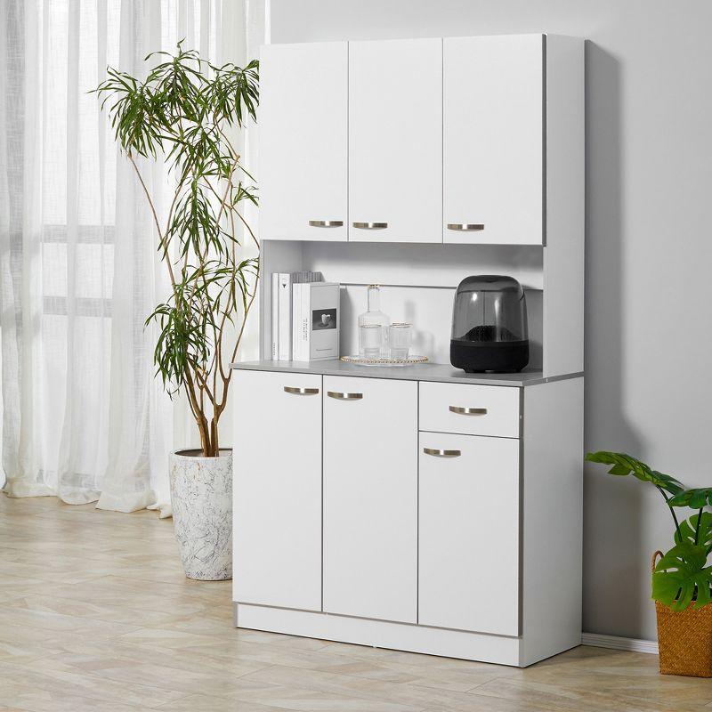 HOMCOM 71" Freestanding Buffet with Hutch, Kitchen Pantry, Cupboard with 6 Doors, 3 Adjustable Shelves, and 1 Drawer