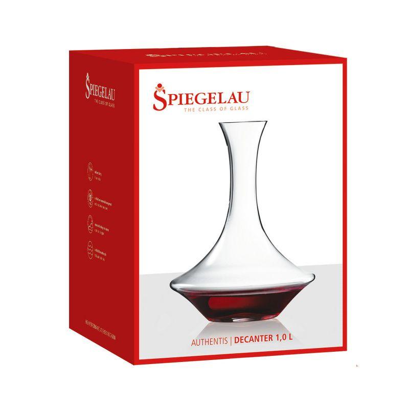 Spiegelau Authentis Decanter Set of 1, Made of Crystal, Modern Wine Decanter, Dishwasher Safe, Professional Quality Wine Gift - 1.0 L/35.3 oz, Clear