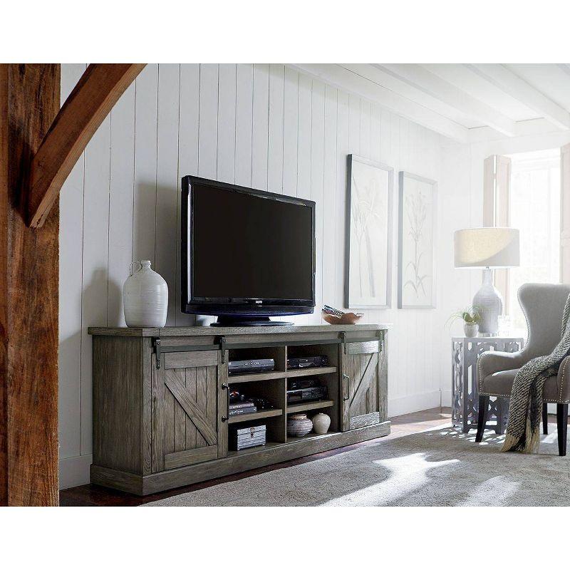 86" Rustic Brown Wood TV Console with Sliding Doors