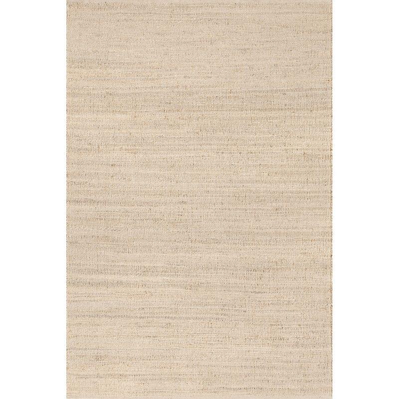 Nuloom 2x3 Elfriede Jute & Cotton Hand Woven Indoor Area Rug, Natural, Solid Rustic Farmhouse Style Natural Fiber Bedroom, Living Room,