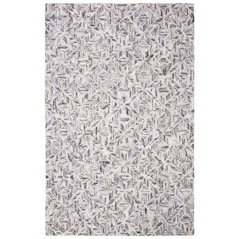 Gray Abstract Handmade Wool and Viscose 4' x 6' Rug