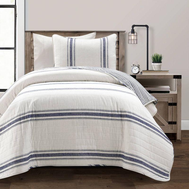 Farmhouse Standard Cotton Reversible 3 Piece Quilt Set