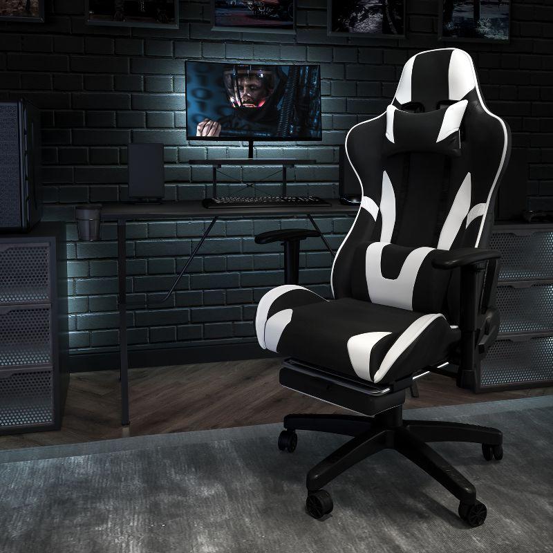 Black Ergonomic Gaming Desk & Chair Set with Footrest and Cup Holder