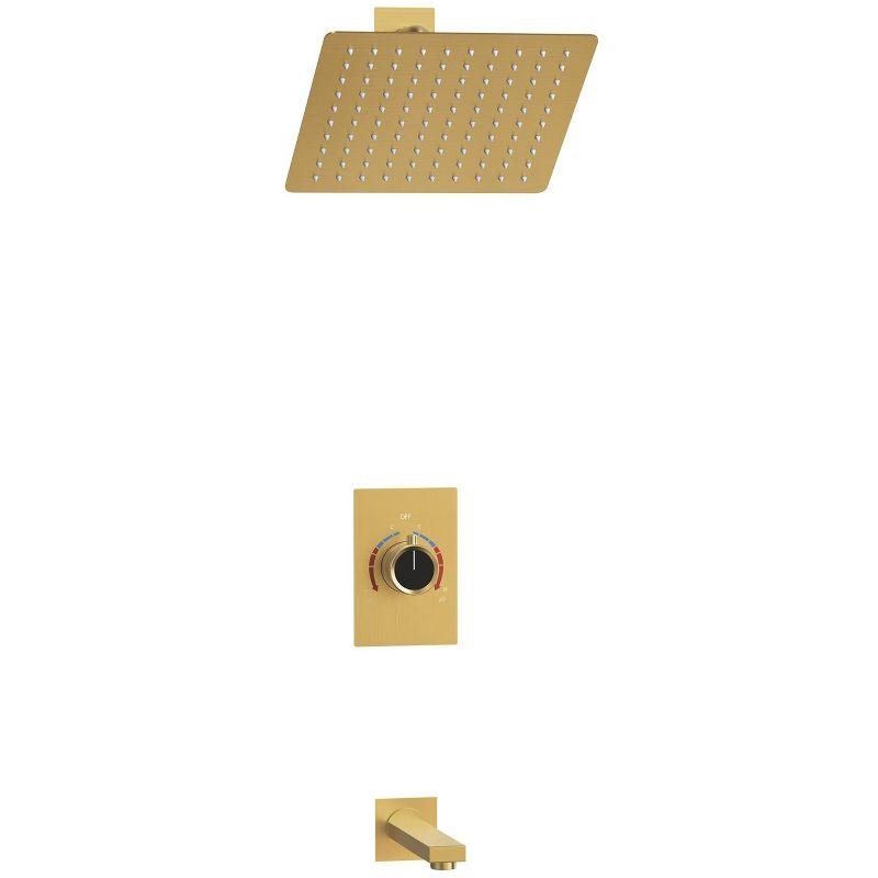 EVERSTEIN AquaSpa Shower Faucet Set with Tub Spout, 8-Inch Rain Shower Head with Valve SFS-1035-GD8