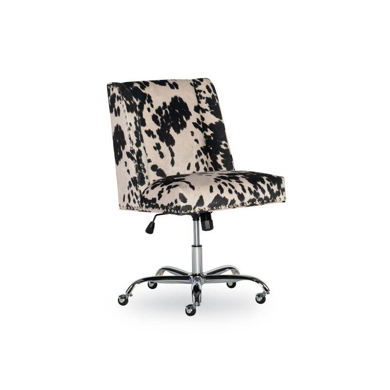 Draper Executive Swivel Office Chair in Black & White Cowhide Print