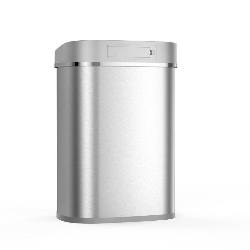 Nine Stars 21gal Motion Sensor Oval Shape Stainless Steel Trash Can Silver: Fingerprint-Resistant, Quiet Closing Lid