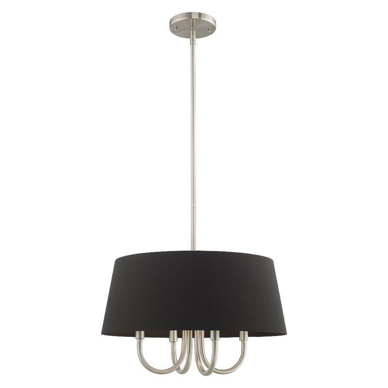 Brushed Nickel 4-Light Chandelier with Black Drum Shade