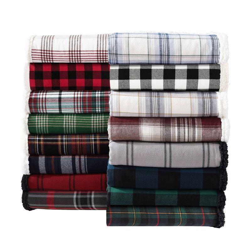 Eddie Bauer Printed Flannel/Sherpa Throw Blanket