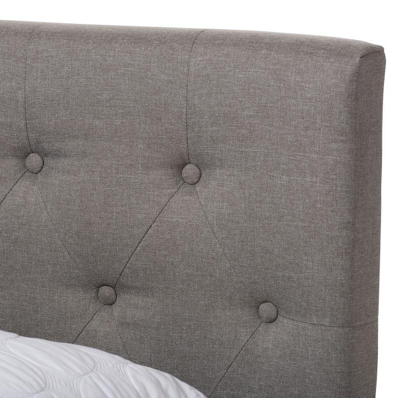 Light Gray Tufted Upholstered Full Bed with Wood Frame