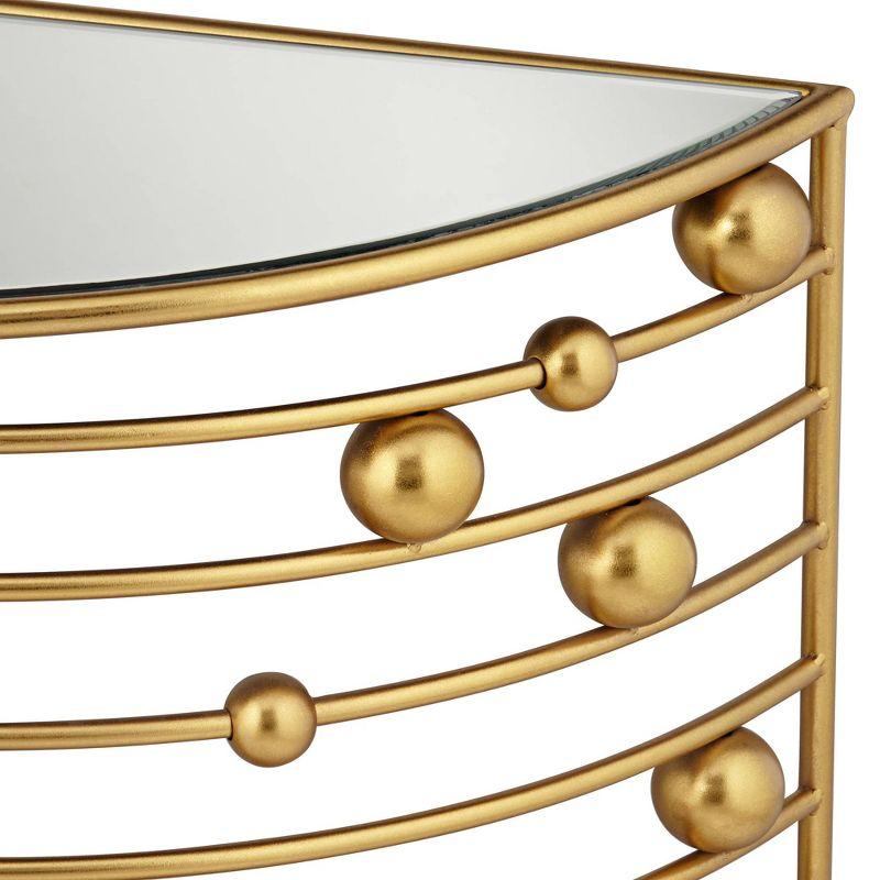 55 Downing Street Liam Modern Metal Console Table 36 3/4" x 15 5/8" Gold Mirrored Tabletop Rail Bead for Living Room Bedroom Bedside Entryway Office