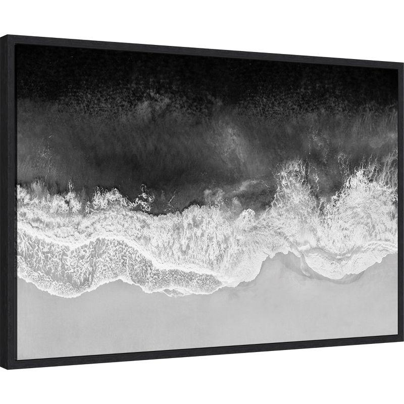 Amanti Art Waves in Black and White by Maggie Olsen Framed Canvas Wall Art