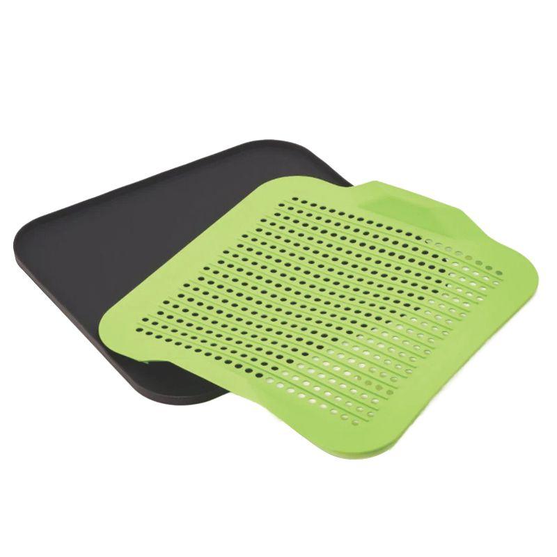 Black and Green 2-Piece Silicone Drying Mat