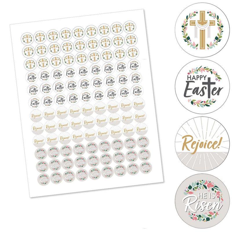 Big Dot of Happiness Religious Easter - Christian Holiday Party Round Candy Sticker Favors - Labels Fits Chocolate Candy (1 sheet of 108)