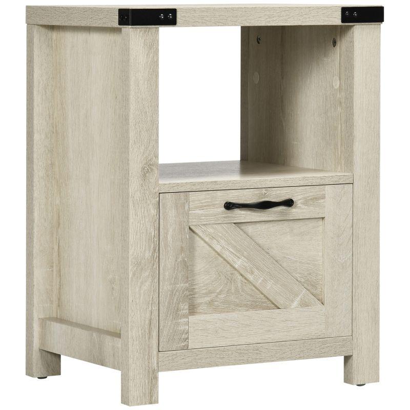 Industrial Oak Rectangular Side Table with Storage