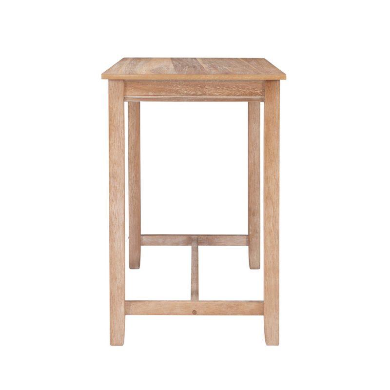 3pc Claridge Backless Stools Counter Height Dining Set Natural - Linon: Rustic Acacia Wood, Linen Upholstery