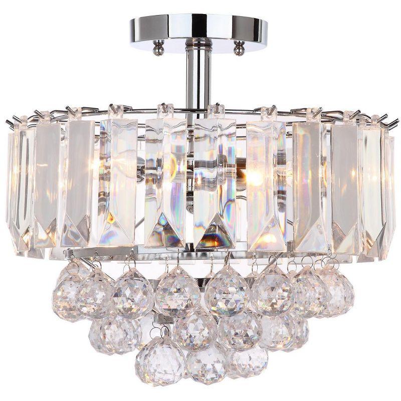 Chrome and Crystal Drum Flush Mount Ceiling Light