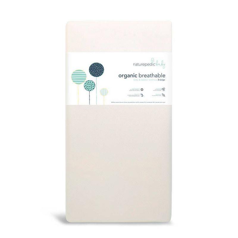 Naturepedic Organic Cotton Breathable 2-Stage Crib Firm Mattress with Waterproof Breathable Pad