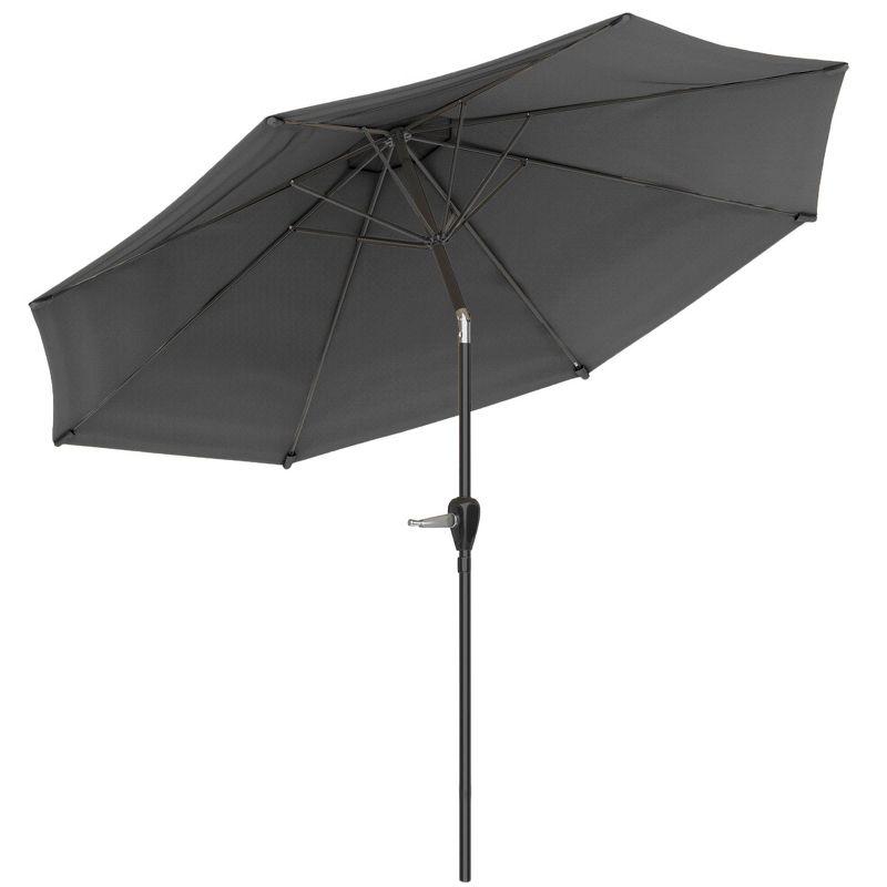 Pure Garden 10' Octagon Outdoor Patio Market Umbrella: Wind-Resistant, Auto-Tilt, Crank Lift, Steel Frame