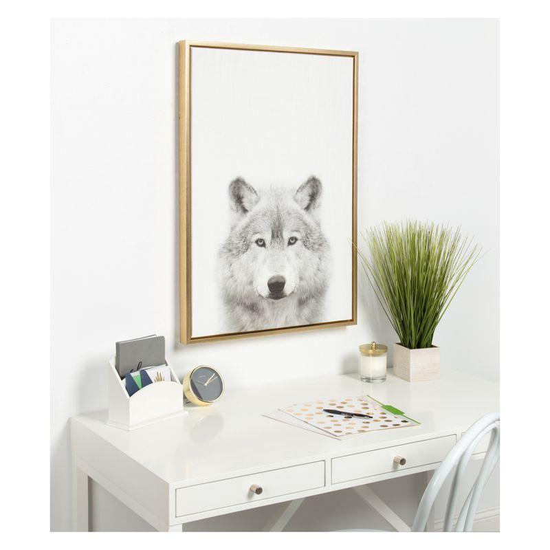 33" x 23" Sylvie Wolf Animal Print And Portrait By Simon Te Tai Framed Wall Canvas - Kate & Laurel