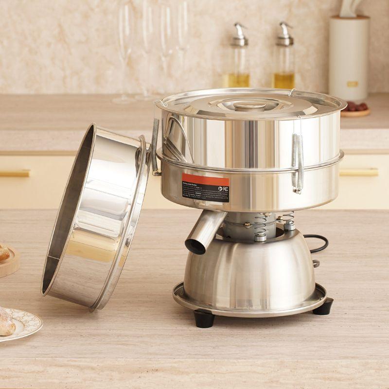 VEVOR Automatic Electric Vibrating Sieve, Stainless Steel Sifter Shaker Machine with 40+60 Mesh, 45W Automatic Powder Sifter Machine Countertop