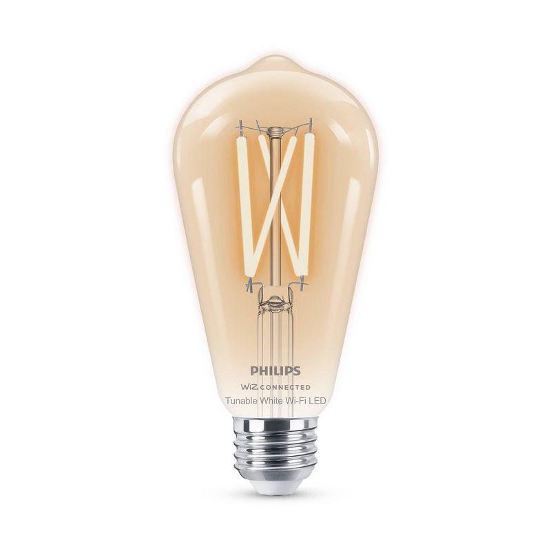 Philips Smart 60W Clear Tunable White Filament ST19 1P: LED Light Bulb, 500 Lumens, Dimmable, App Controlled, E26 Base