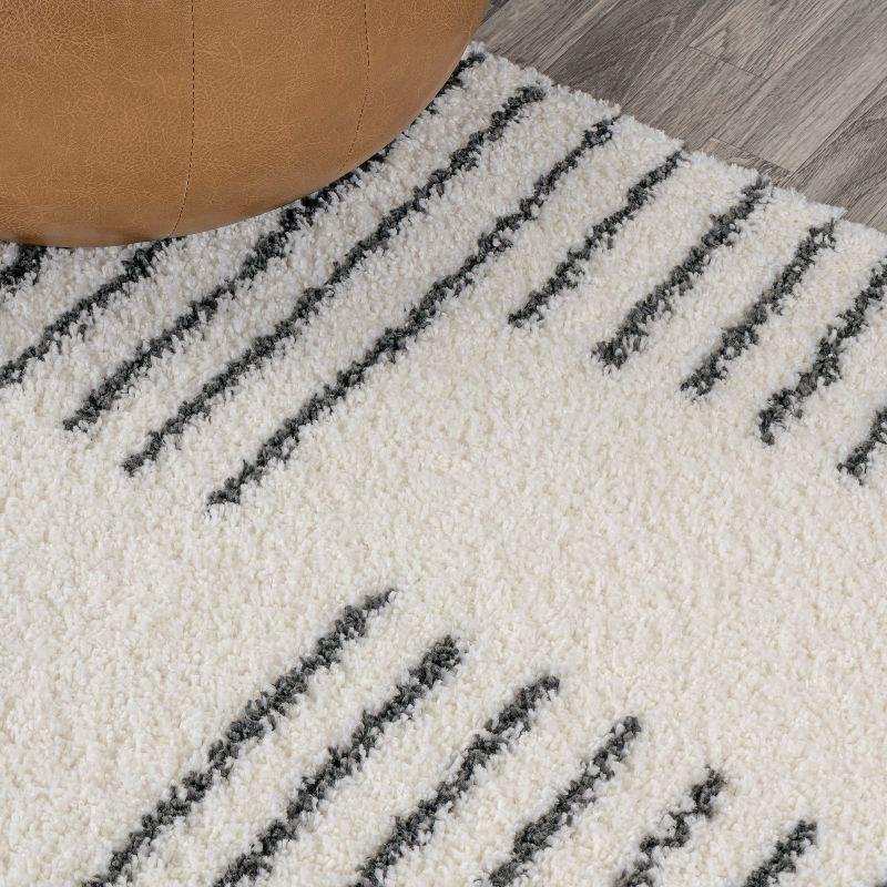 Petra Abstract Stripe Geometric Shag Area Rug - JONATHAN Y