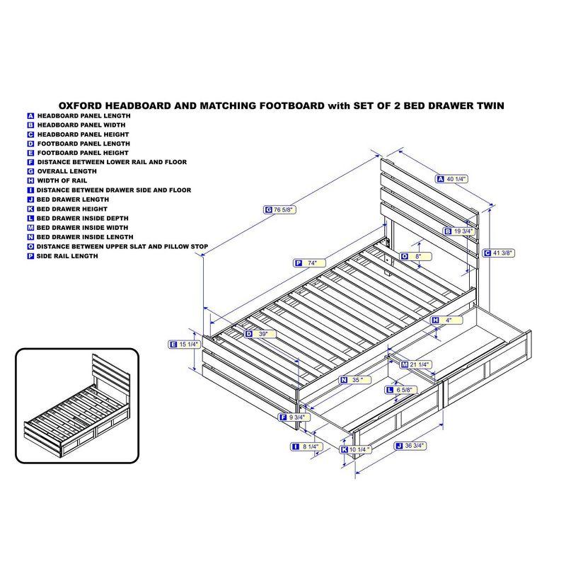 Oxford Bed with Footboard and USB Turbo Charger with 2 Drawers - AFI