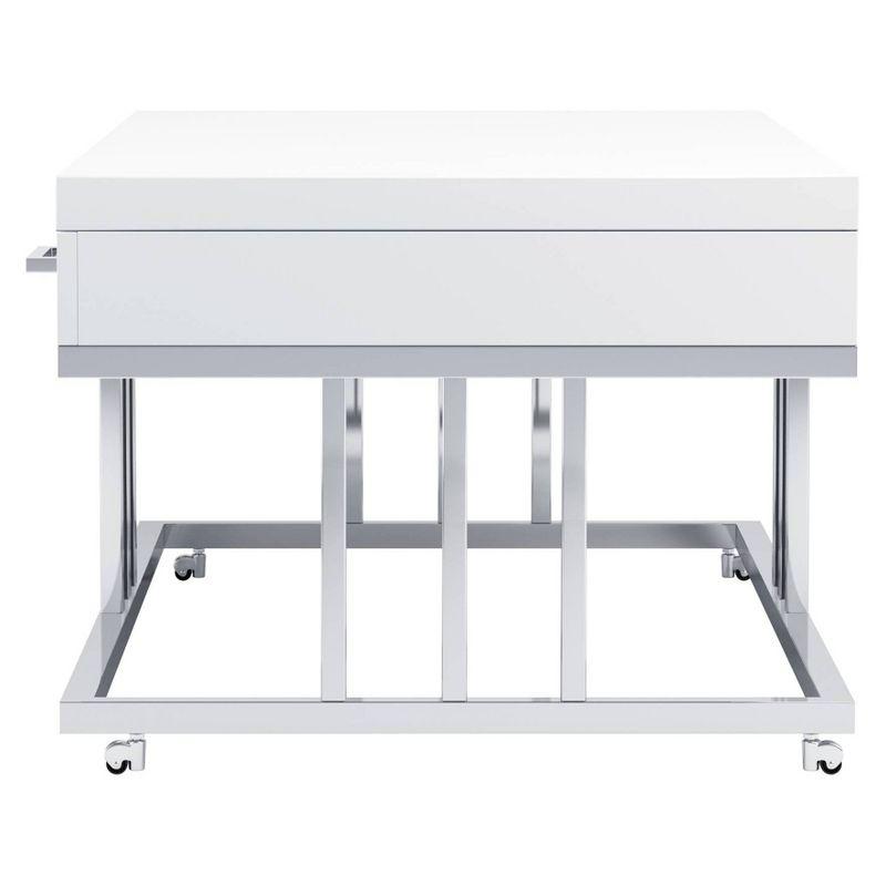 Dalya 2 Drawer Coffee Table White High Gloss/Chrome - Coaster