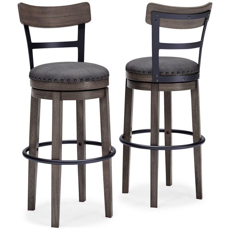 Caitbrook Barstool Gray - Signature Design by Ashley: Antiqued Finish, Swivel, Nailhead Trim