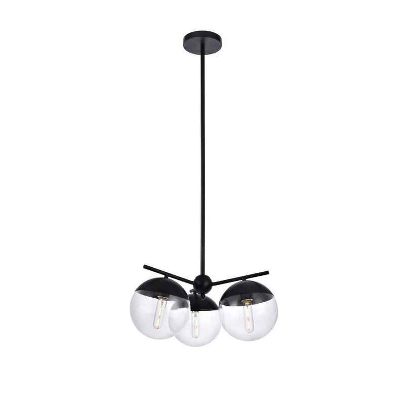 Eclipse Black and Clear Glass 3-Light Pendant