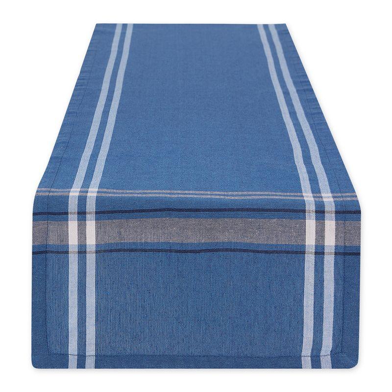Design Imports  French Stripe Table Runner, Blue Chambray, 14X108"