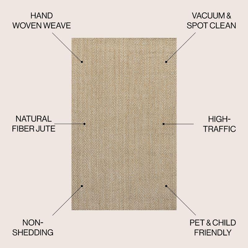 Espina Hand Woven Herringbone Chunky Jute Indoor Area Rug - JONATHAN Y