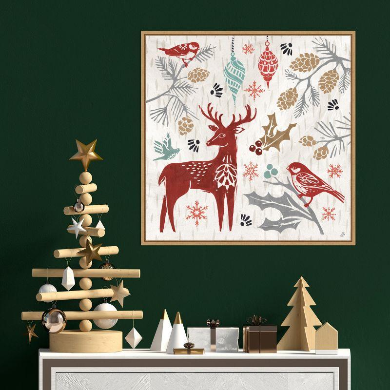 Amanti Art Woodcut Christmas III by Daphne Brissonnet Canvas Wall Art Print Framed 22 x 22-in.