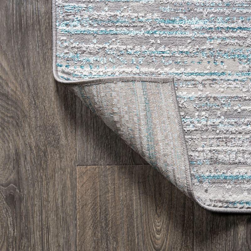 8'x10' Loom Modern Strie'  Area Rug, Gray/Turquoise - JONATHAN Y