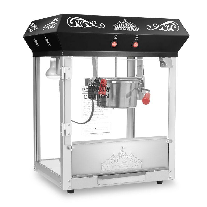 Olde Midway Vintage-Style 4 oz Tabletop Popcorn Popper Machine Maker, Black