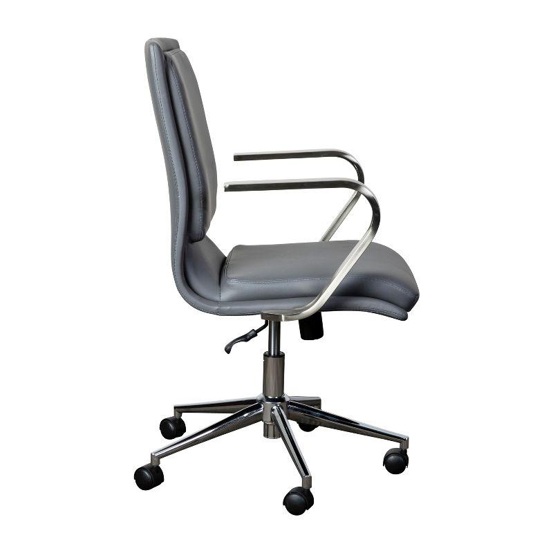 Flash Furniture James Mid-Back Designer Executive Upholstered Office Chair with Brushed Metal Base and Arms