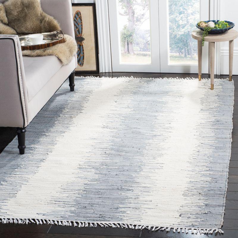 Coastal Charm Gray Stripe Hand-Woven Cotton Area Rug - 5' x 8'