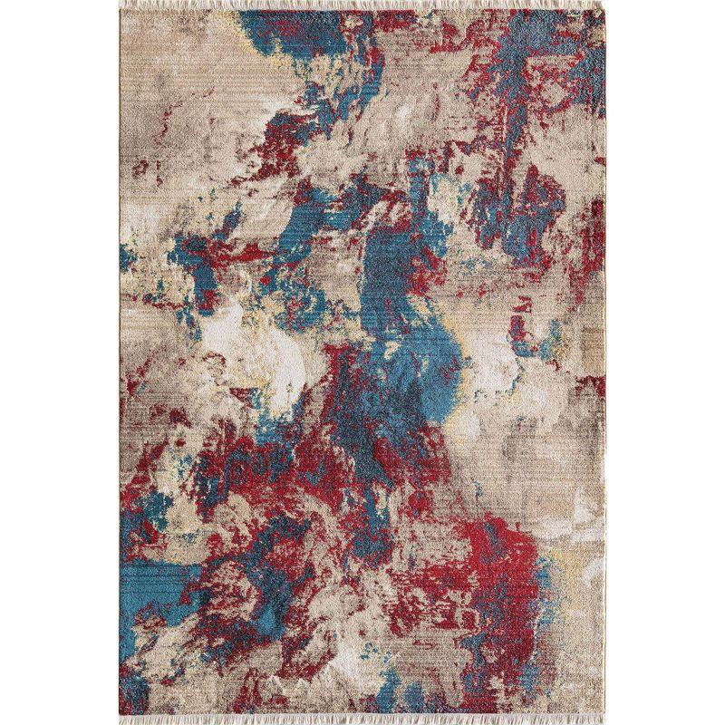 Liquid Gold Abstract Multicolor Rectangular Area Rug, 5' x 7'