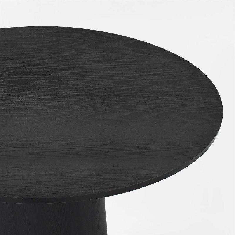 Dwen 46'' Manufactured Wood Foild with Black Grain Paper Round Top Pedestal Dining Table-Maison Boucle