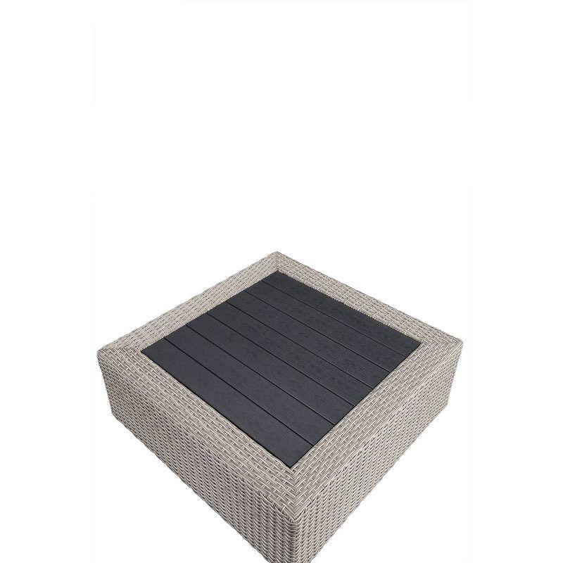 33" Salena Coffee Table Beige Fabric/Gray Wicker - Acme Furniture: Outdoor Square Aluminum Frame