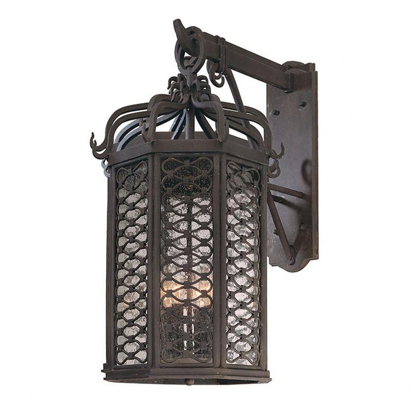 Old Iron 4-Light Outdoor Wall Sconce with Clear Seeded Glass