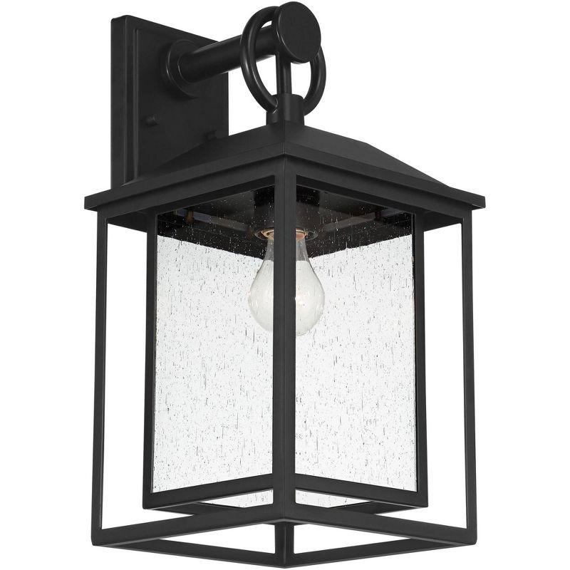 John Timberland Califa Mission Outdoor Wall Light Fixture Black Metal 18" Clear Seedy Glass for Post Exterior Barn Deck House Porch Yard Patio Home