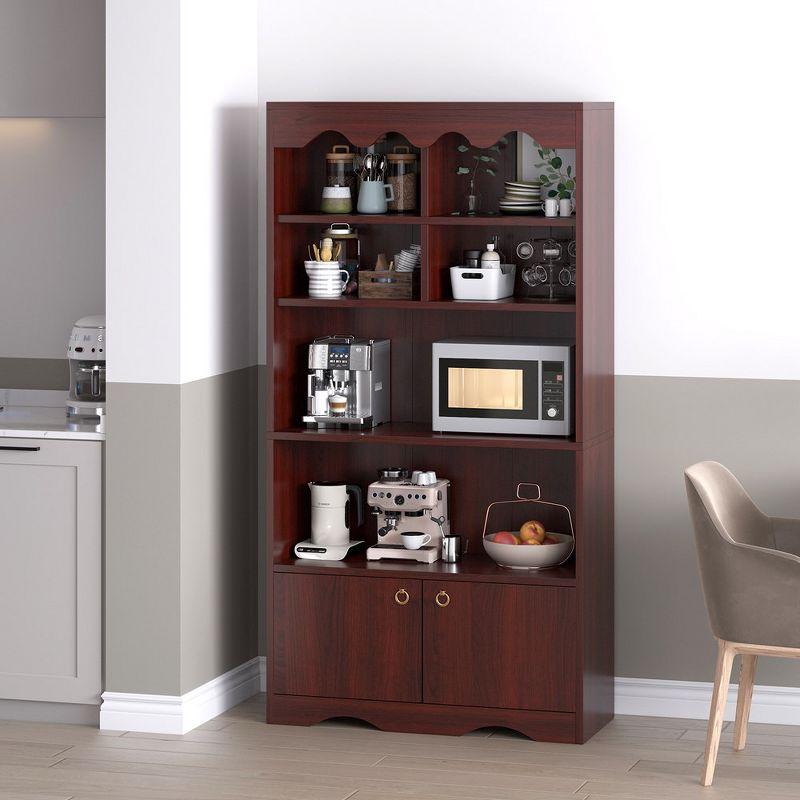 Bookshelf 5 Tier Open, Bookcase Modern with Doors, Wood Bookcase Storage Organizer Shelf, 63 inch Storage Shelves for Bedroom Living Room Office