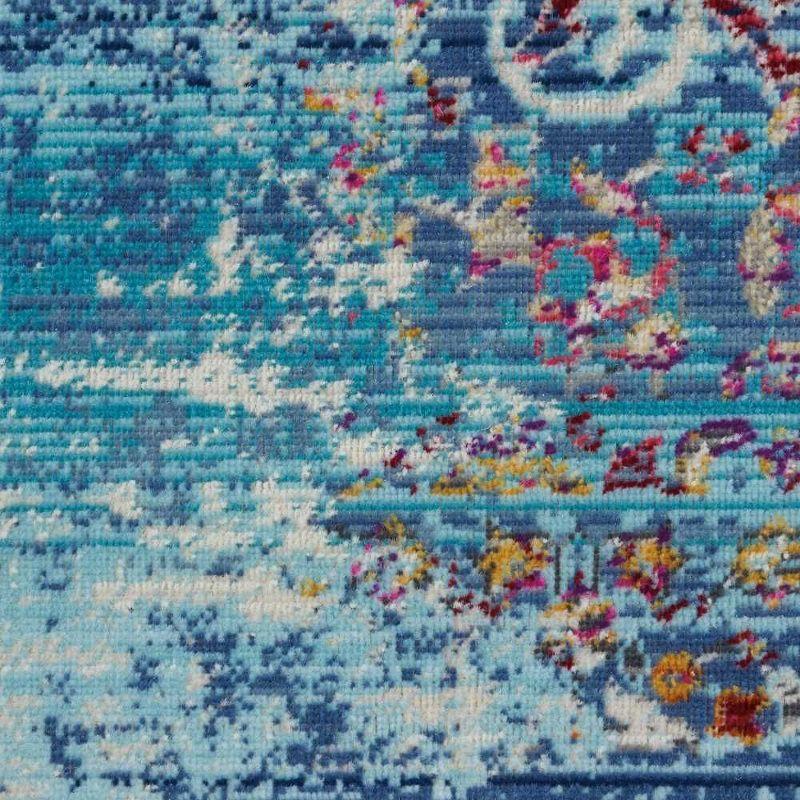 Nourison Vintage Kashan VKA02 Blue/White/Orange Indoor Area Rug - 5'3 x 7'10