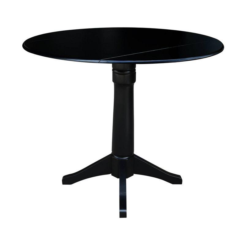 Elegant 45" Round Black Wood Dual Drop Leaf Counter Height Table