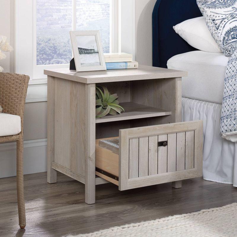 Chalked Chestnut Engineered Wood Nightstand with Cubbyhole Storage